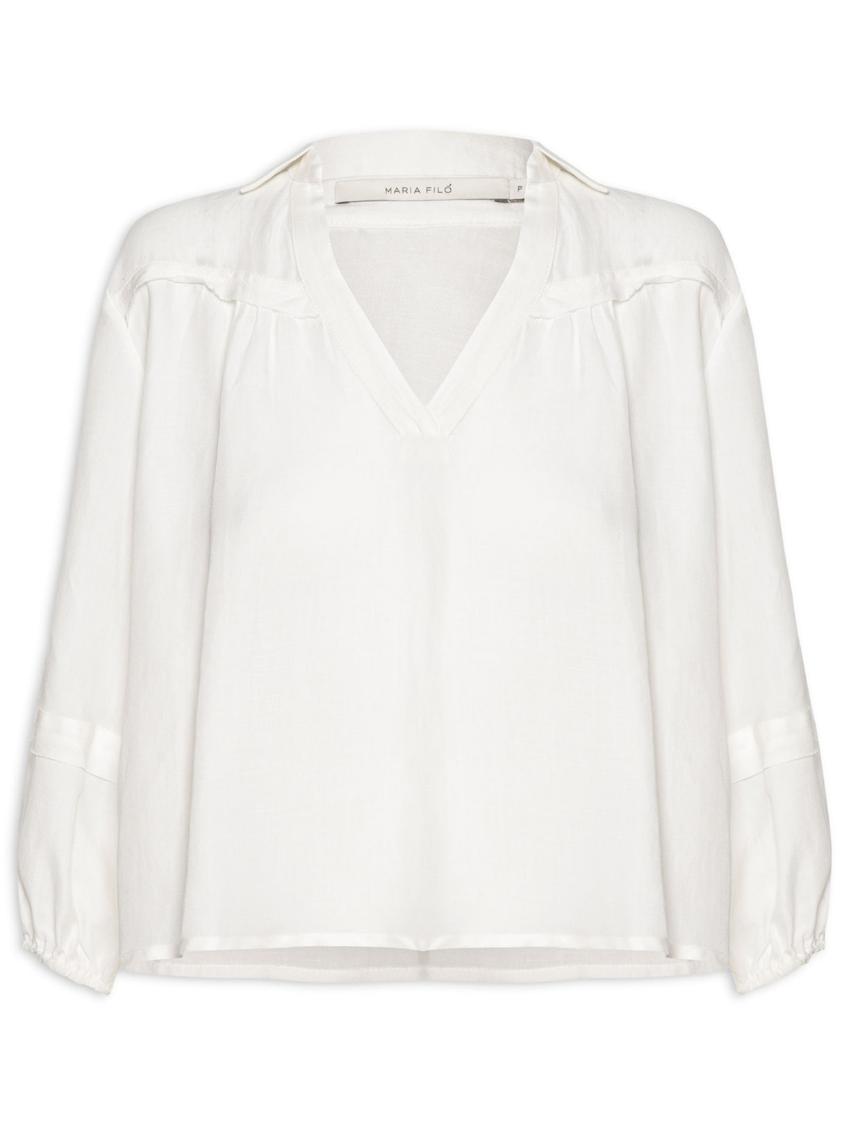 Blusa Feminina Manga Longa Pespontos - Branco