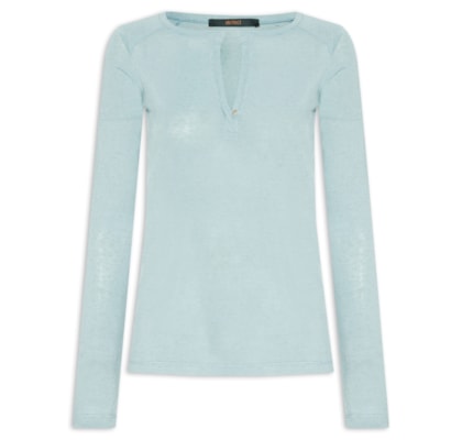 Blusa Feminina Manga Longa Raglan Deconstruída Color - Azul