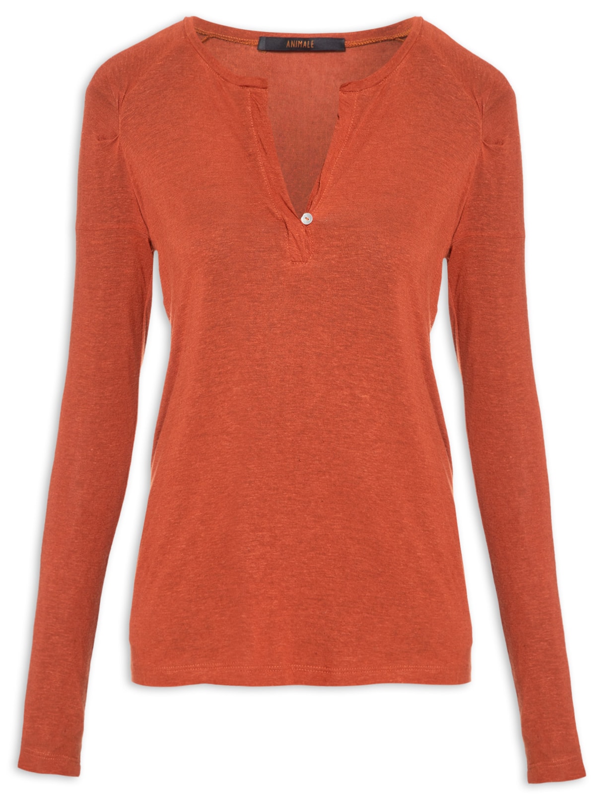 Blusa Feminina Manga Longa Raglan Desconstruída - Marrom