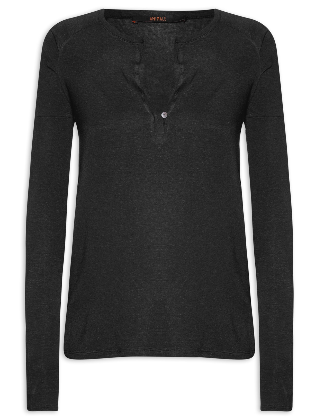 Blusa Feminina Manga Longa Raglan Desconstruída - Preto