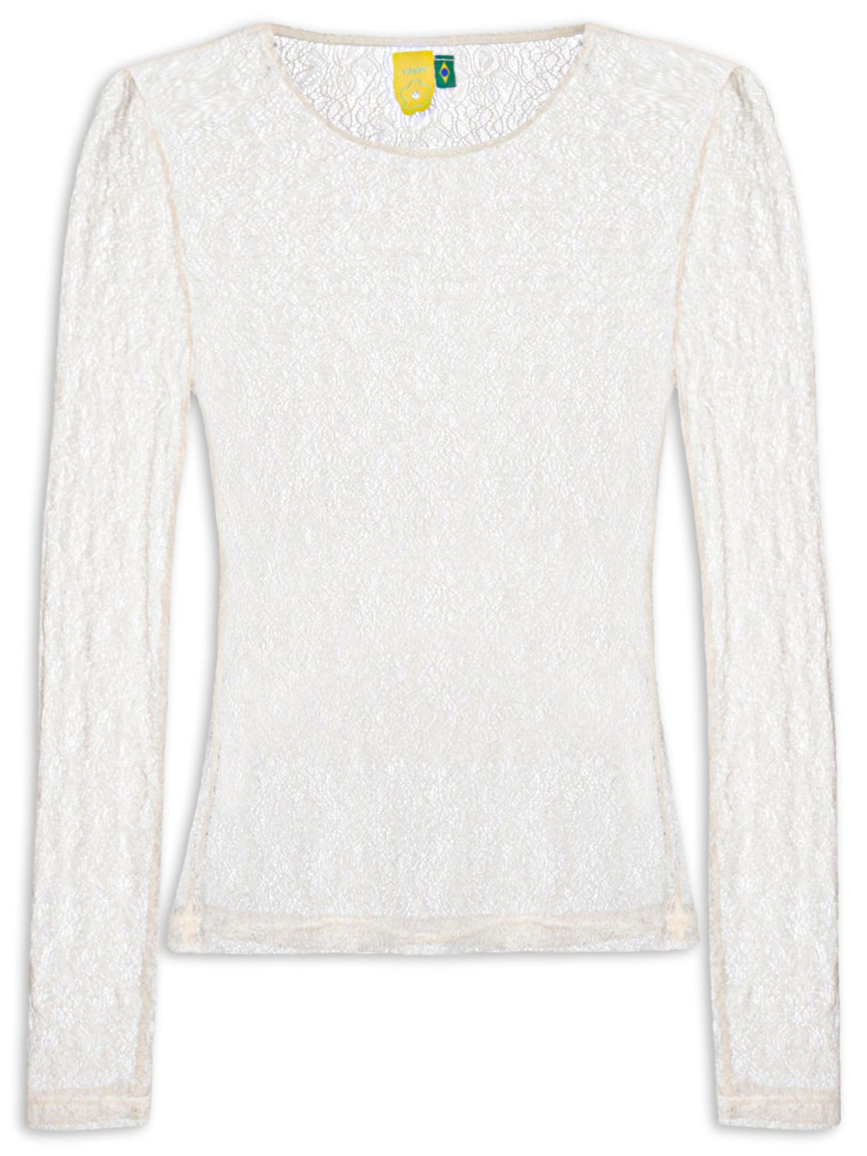 Blusa Feminina Manga Longa Rendinha Branco Farm