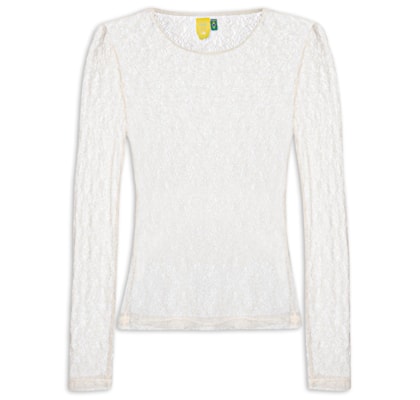 Blusa Feminina Manga Longa Rendinha - Branco