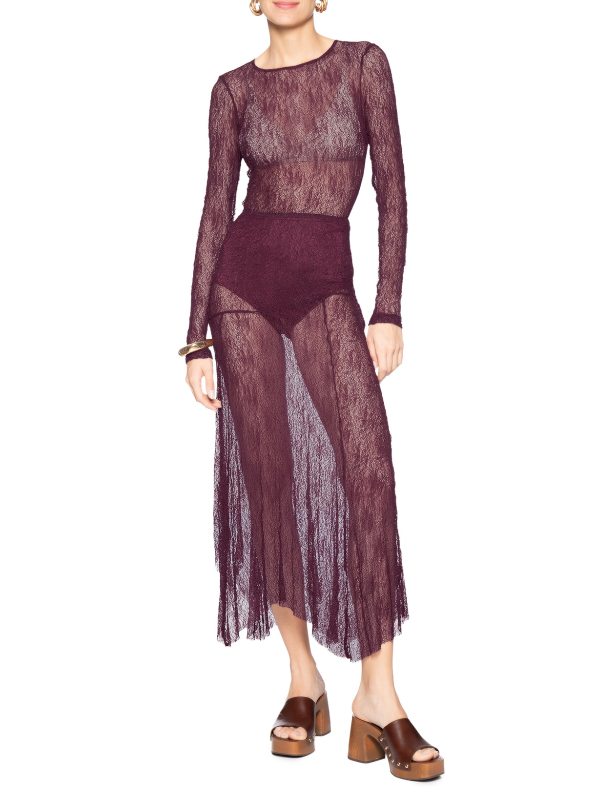 Blusa Feminina Manga Longa Rendinha Roxo Farm