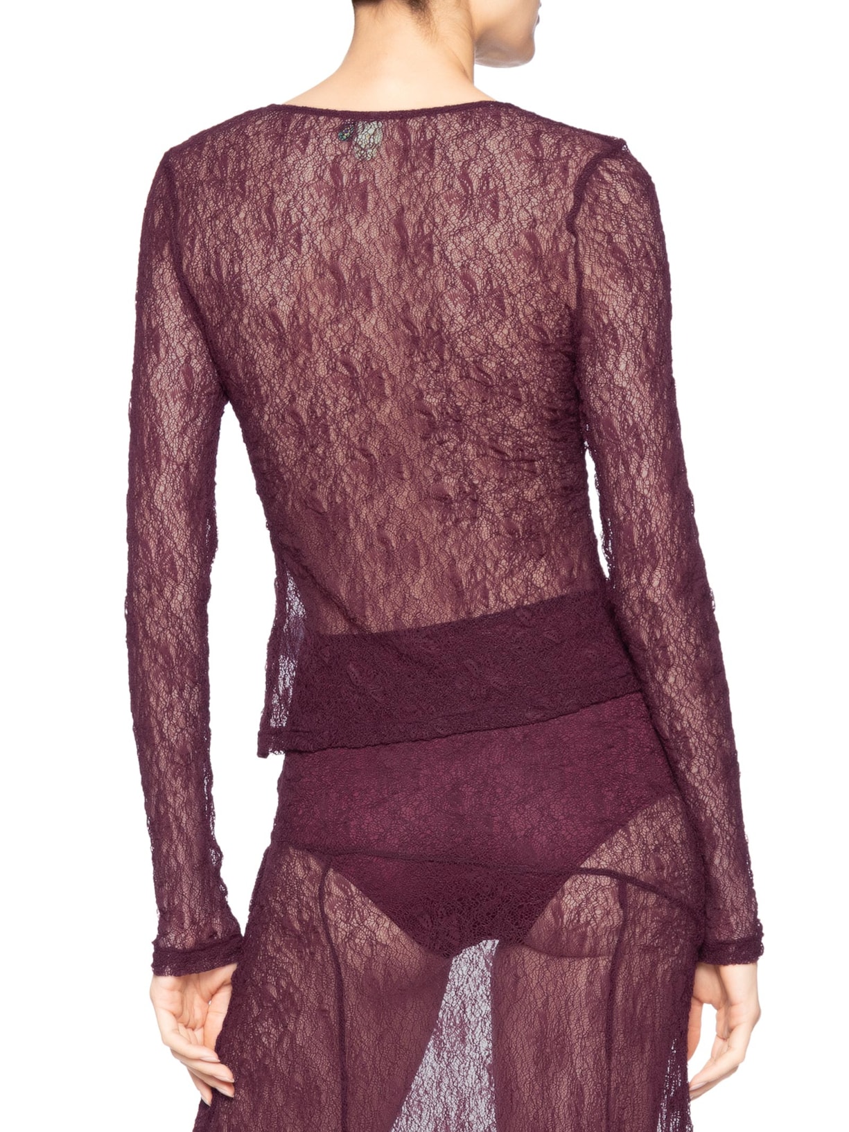 Blusa Feminina Manga Longa Rendinha Roxo Farm