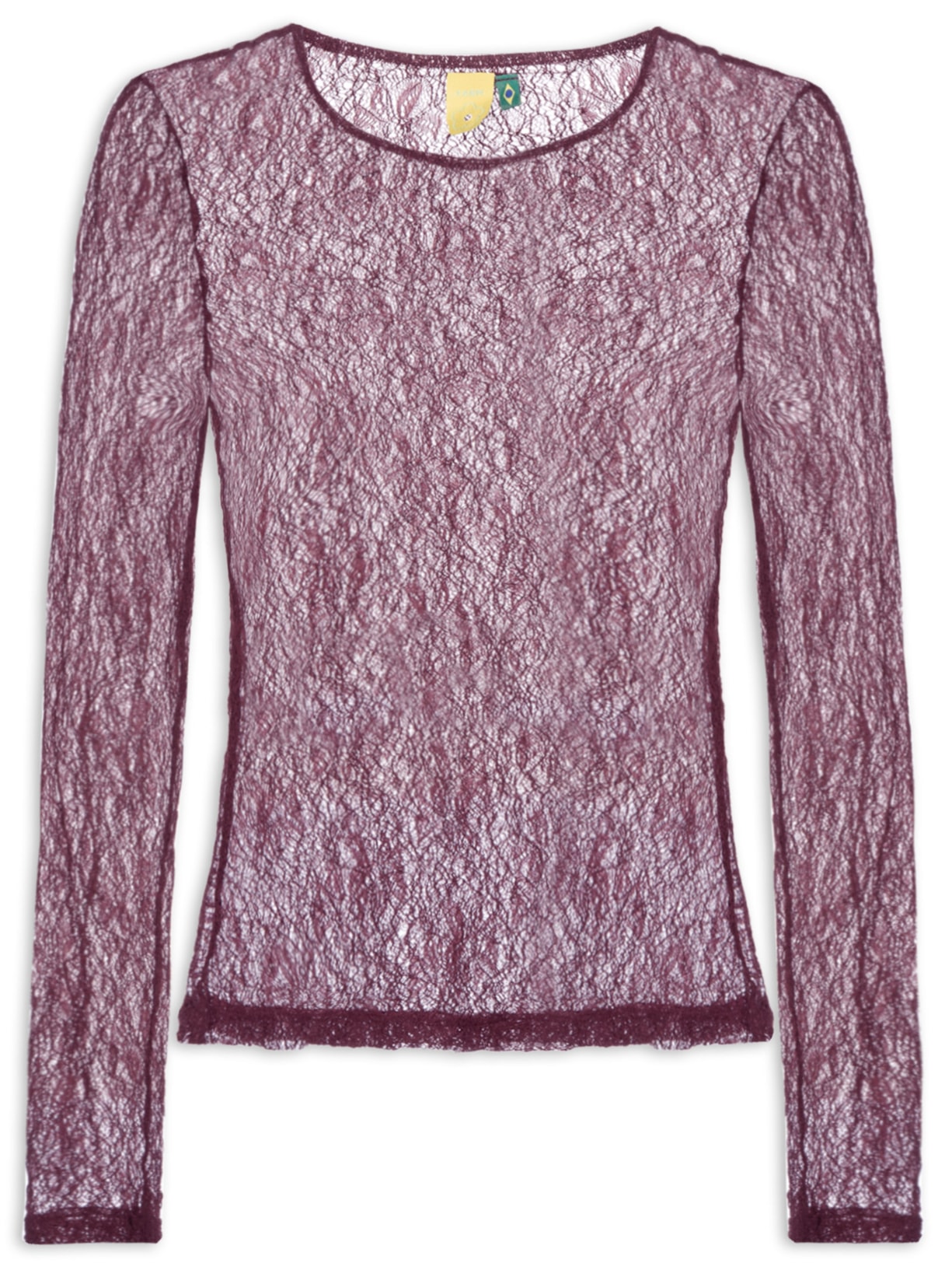 Blusa Feminina Manga Longa Rendinha Roxo Farm