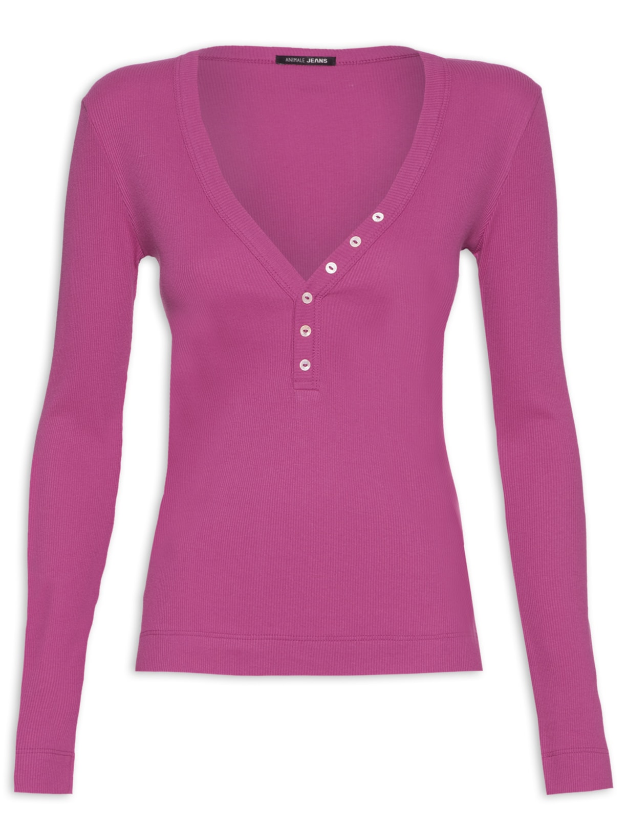 Blusa Feminina Manga Longa Ribana Botões Frontais - Rosa