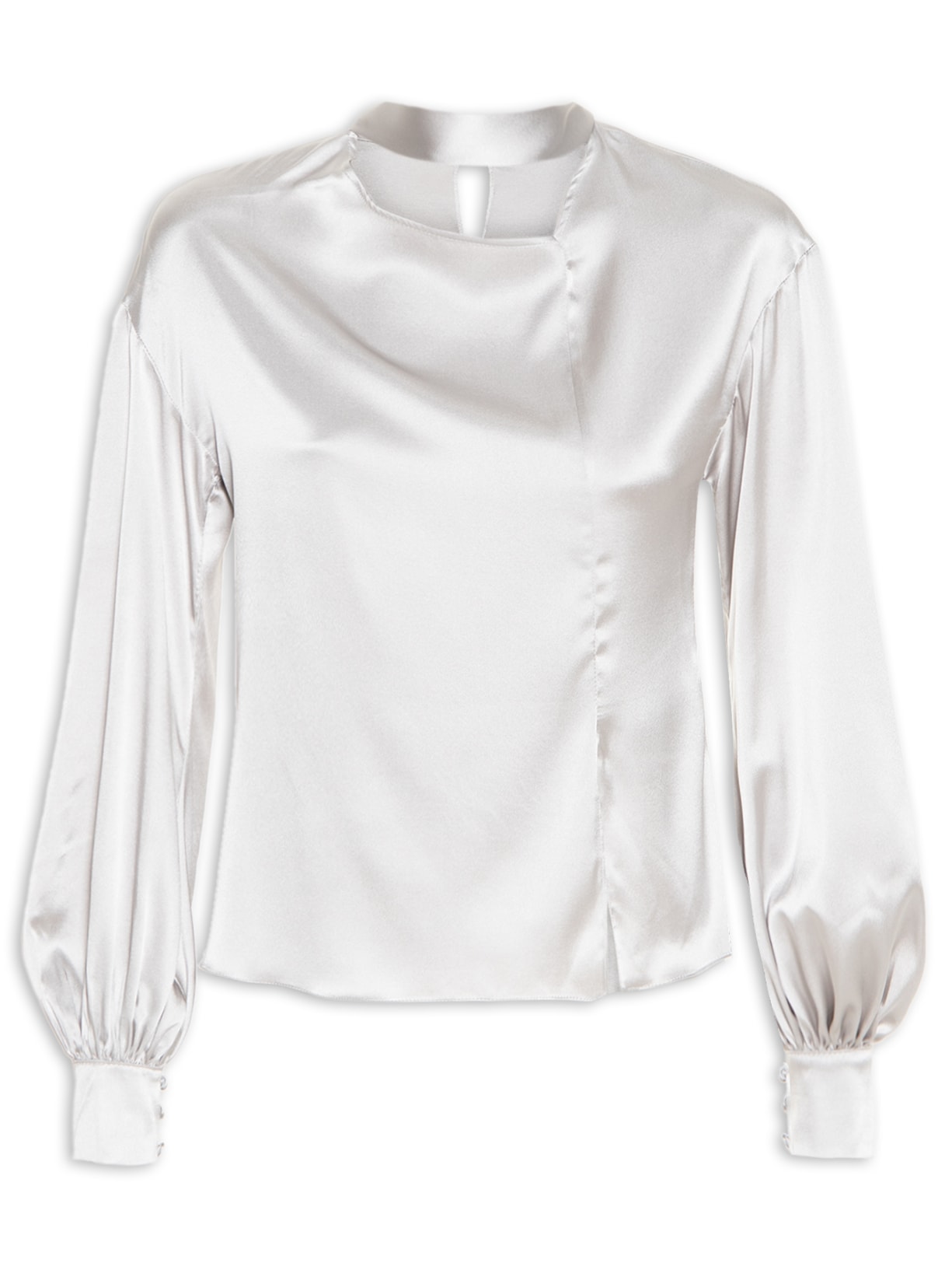 Blusa Feminina Manga Longa Seda - Cinza