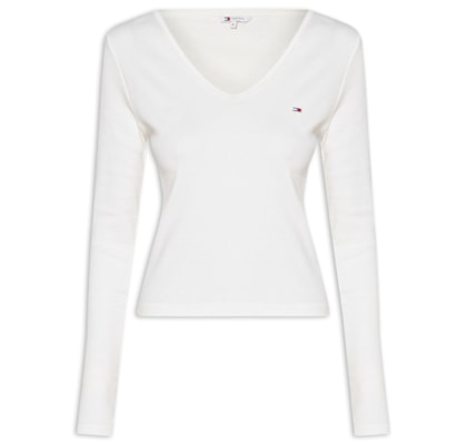 Blusa Feminina Manga Longa Slim Essential - Off White
