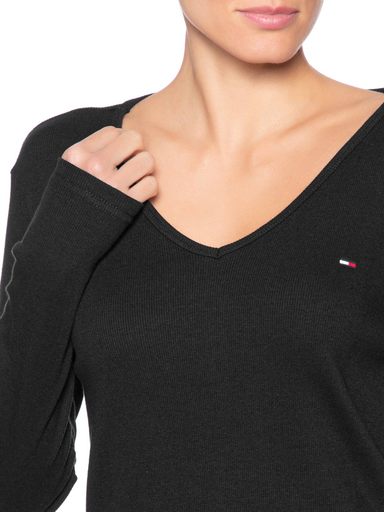 Blusa Feminina Manga Longa Slim Essential Preto Tommy Jeans