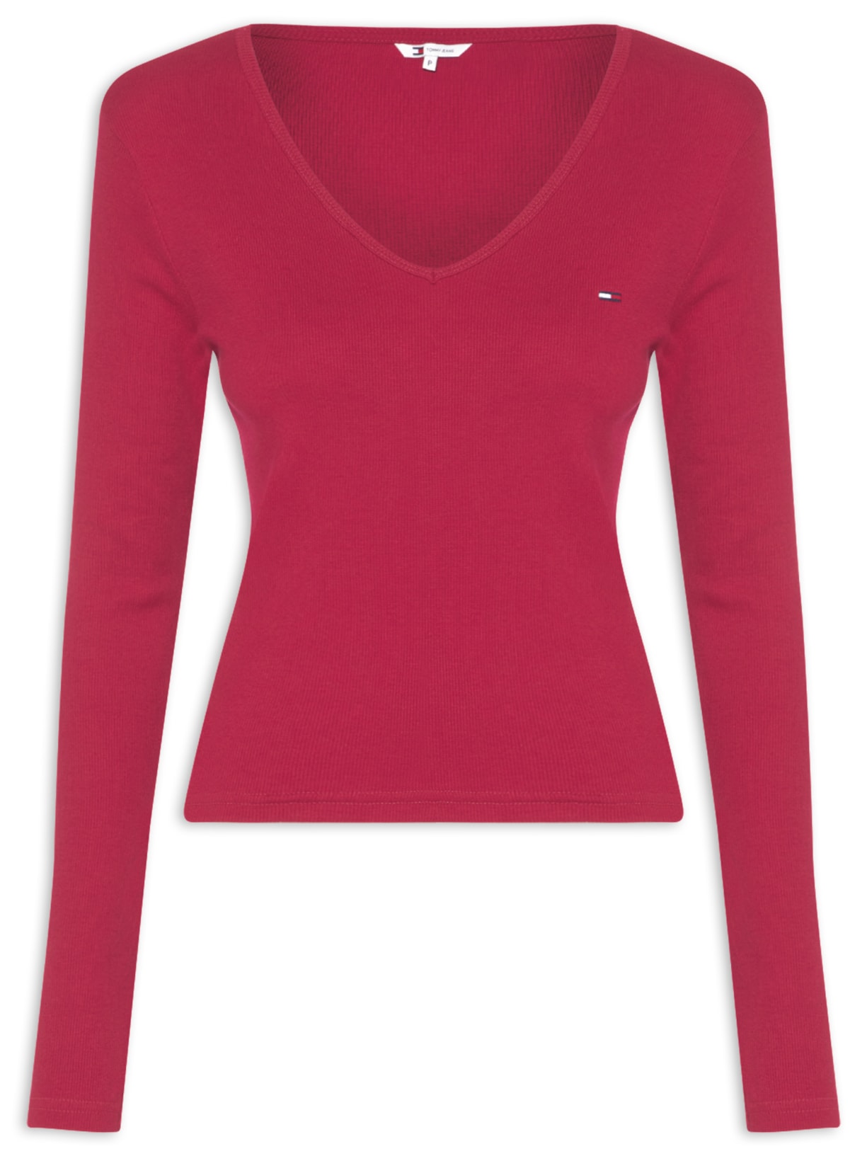 Blusa Feminina Manga Longa Slim Essential Vermelho Tommy Jeans