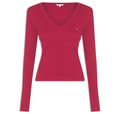 Blusa Feminina Manga Longa Slim Essential - Vermelho