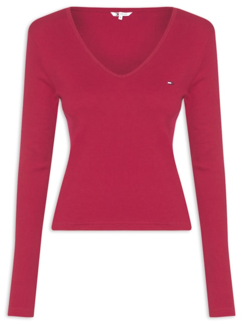 Blusa Feminina Manga Longa Slim Essential - Vermelho