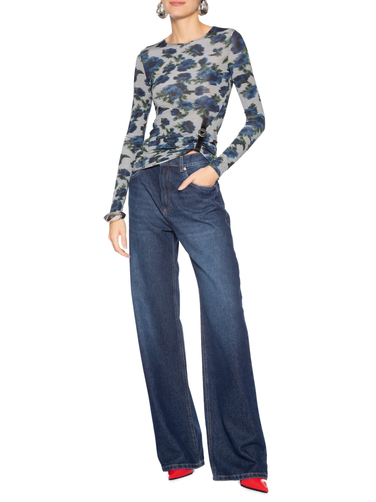 Blusa Feminina Manga Longa Suspended AscII Azul Coperni