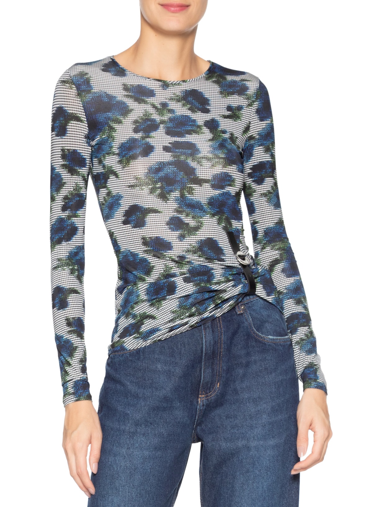 Blusa Feminina Manga Longa Suspended AscII Azul Coperni