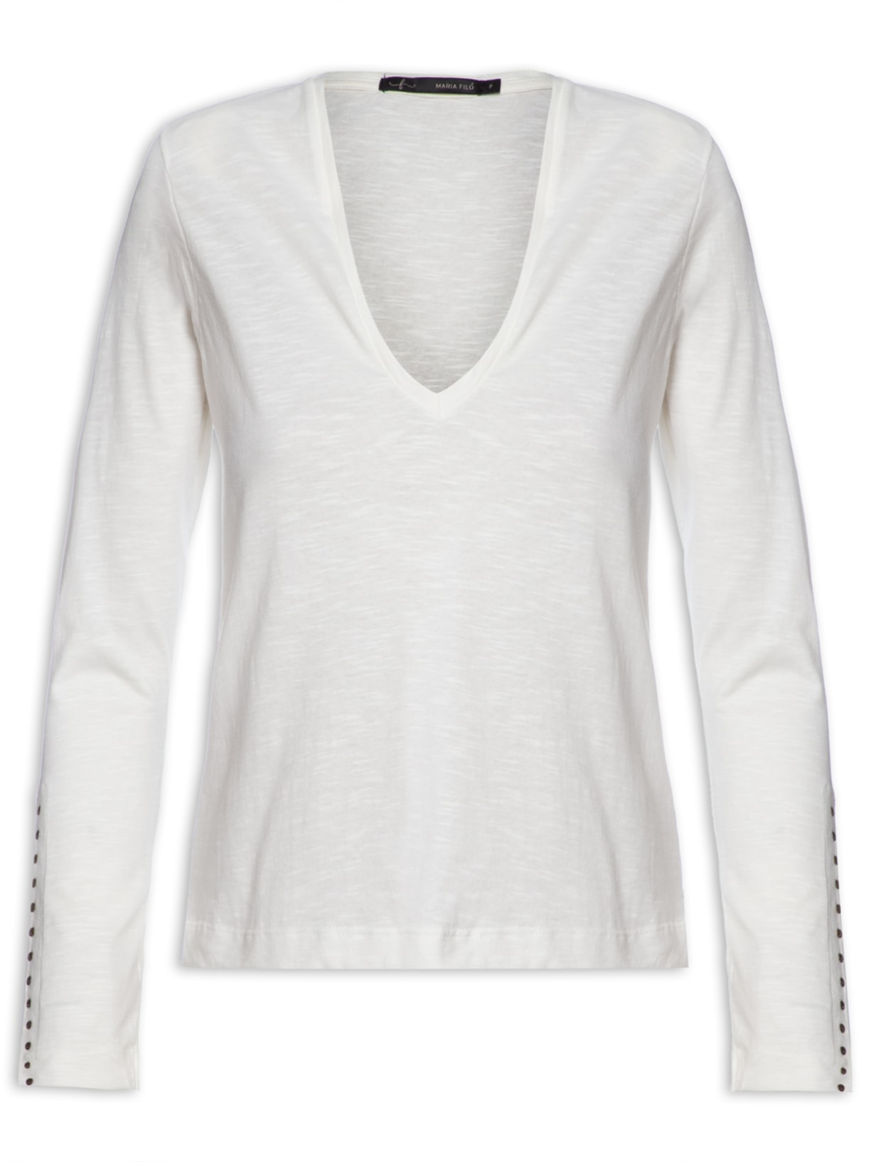 Blusa Feminina Manga Longa Tachas Punho - Off White