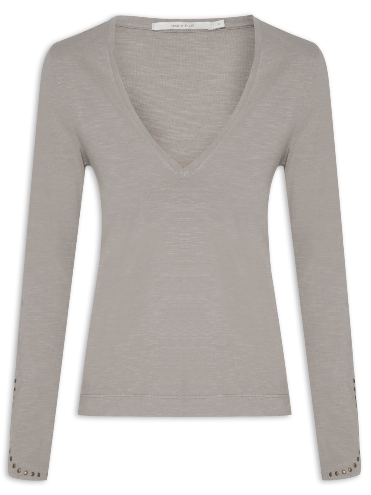 Blusa Feminina Manga Longa Tachas Punhos - Bege