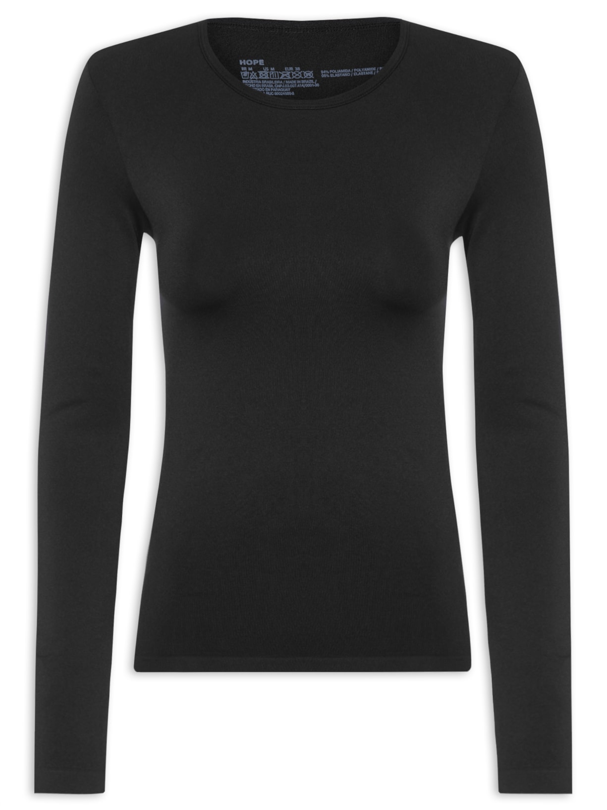 Blusa Feminina Manga Longa Térmica Em Microfibra - Preto