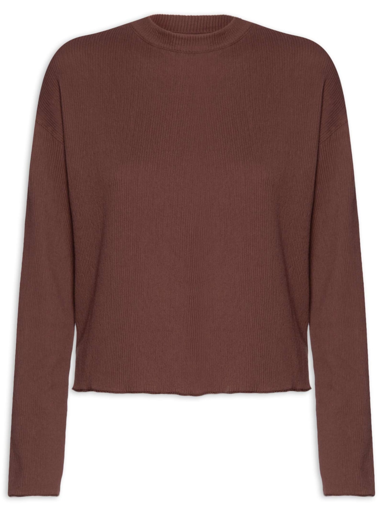 Blusa Feminina Manga Longa Textura - Marrom