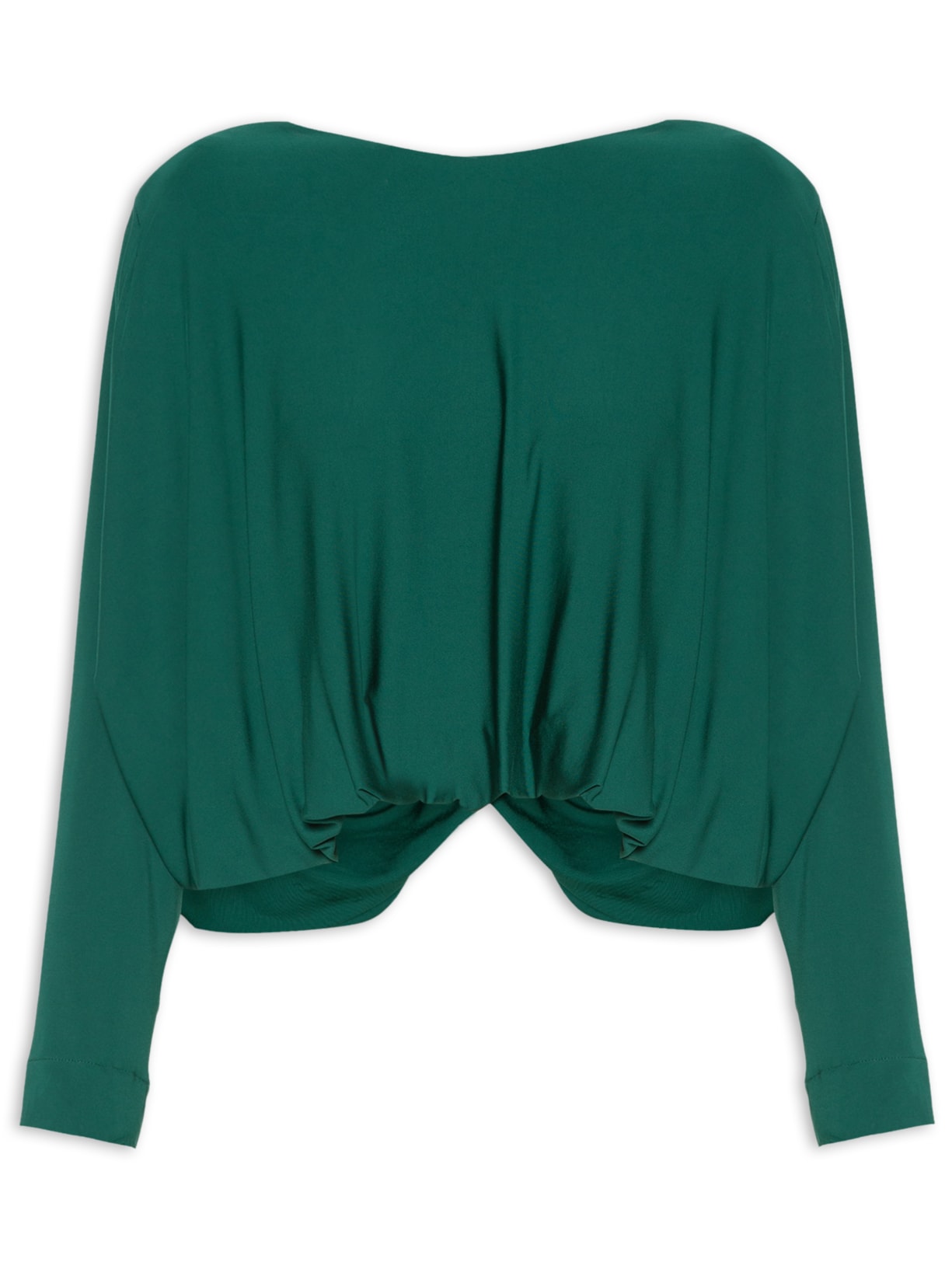Blusa Feminina Manga Longa Torcido Costas - Verde