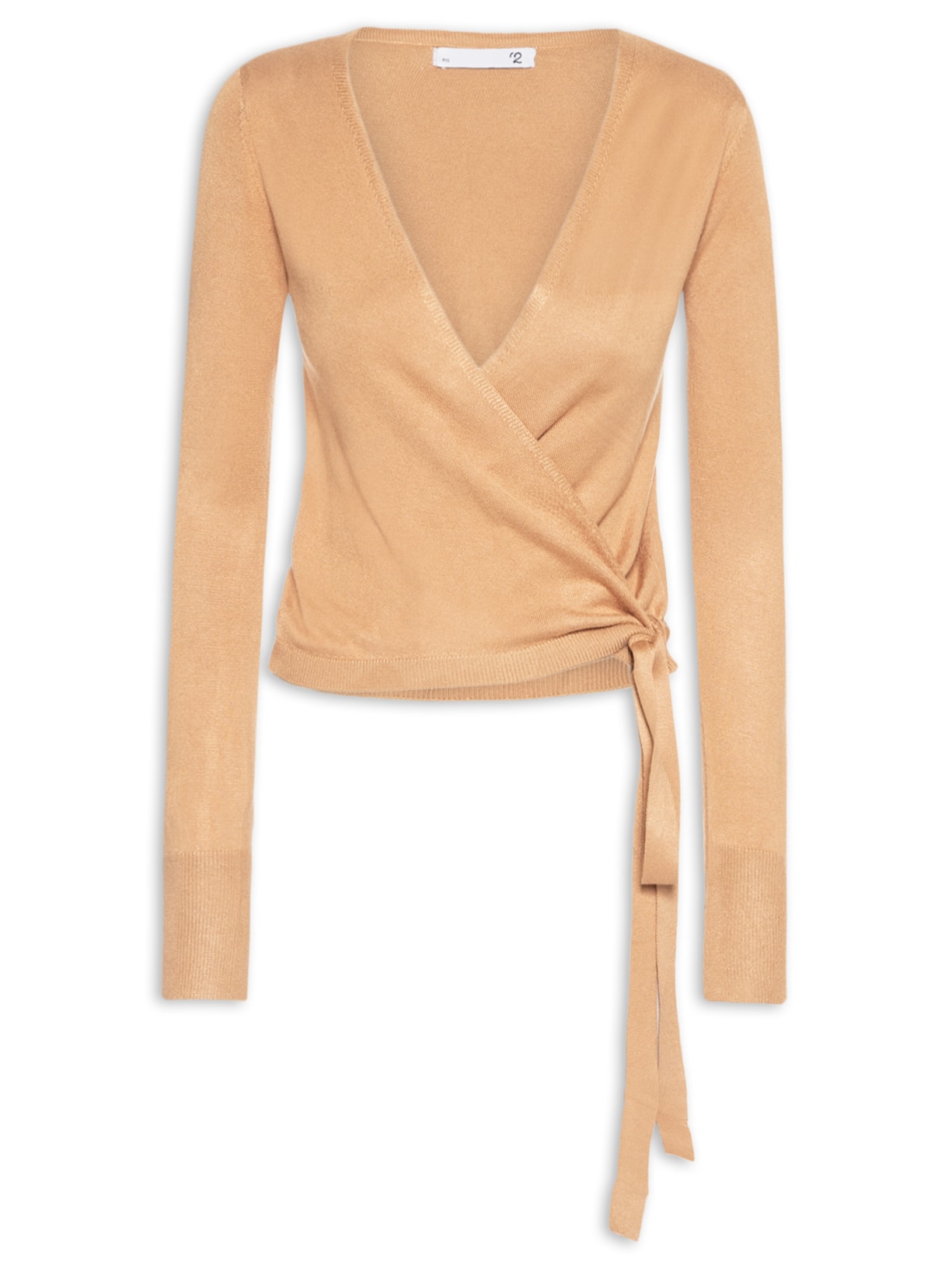 Blusa Feminina Manga Longa Transpassada - Bege