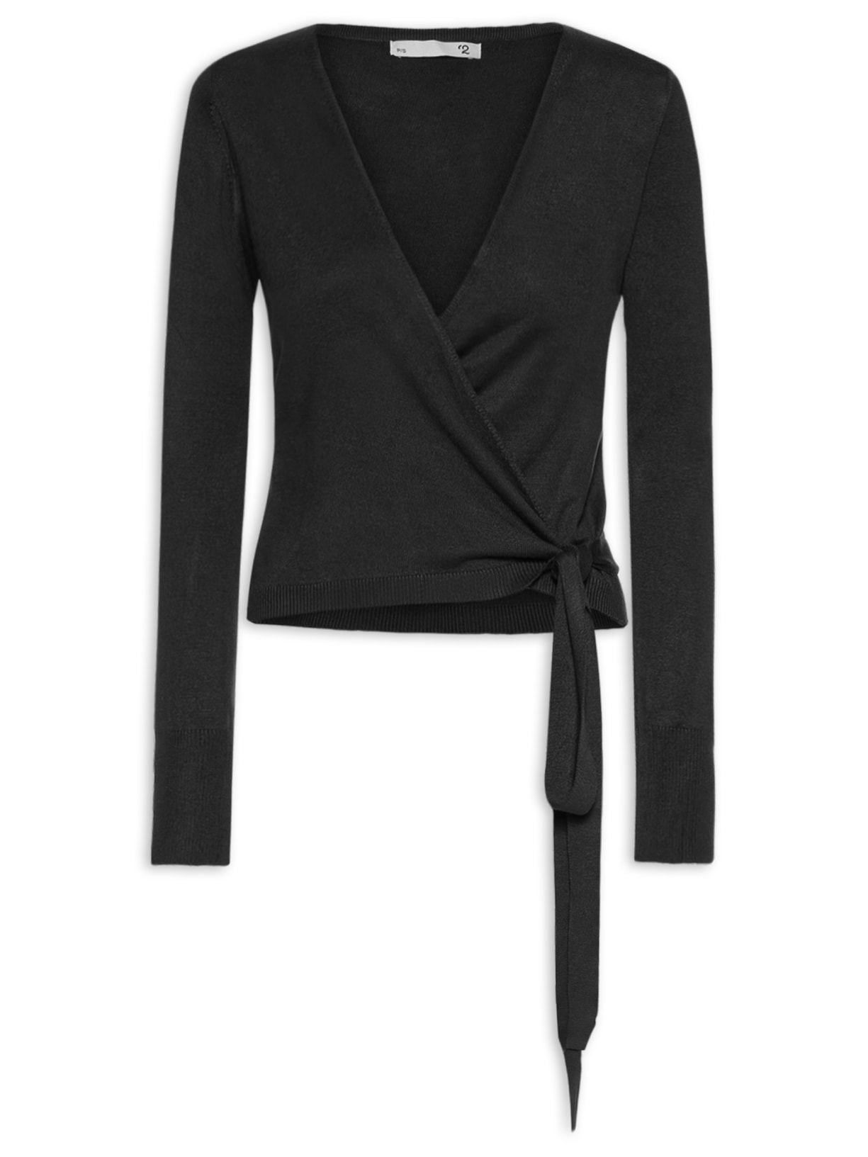 Blusa Feminina Manga Longa Transpassada - Preto