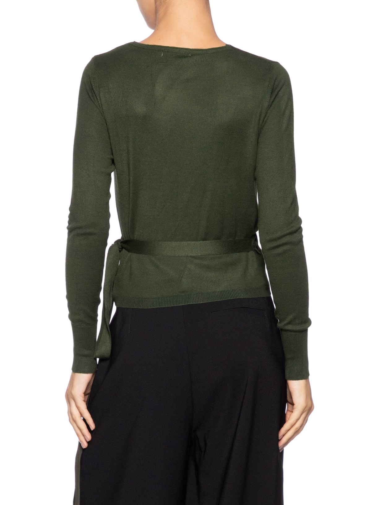 Blusa Feminina Manga Longa Transpassada Verde '2Essential