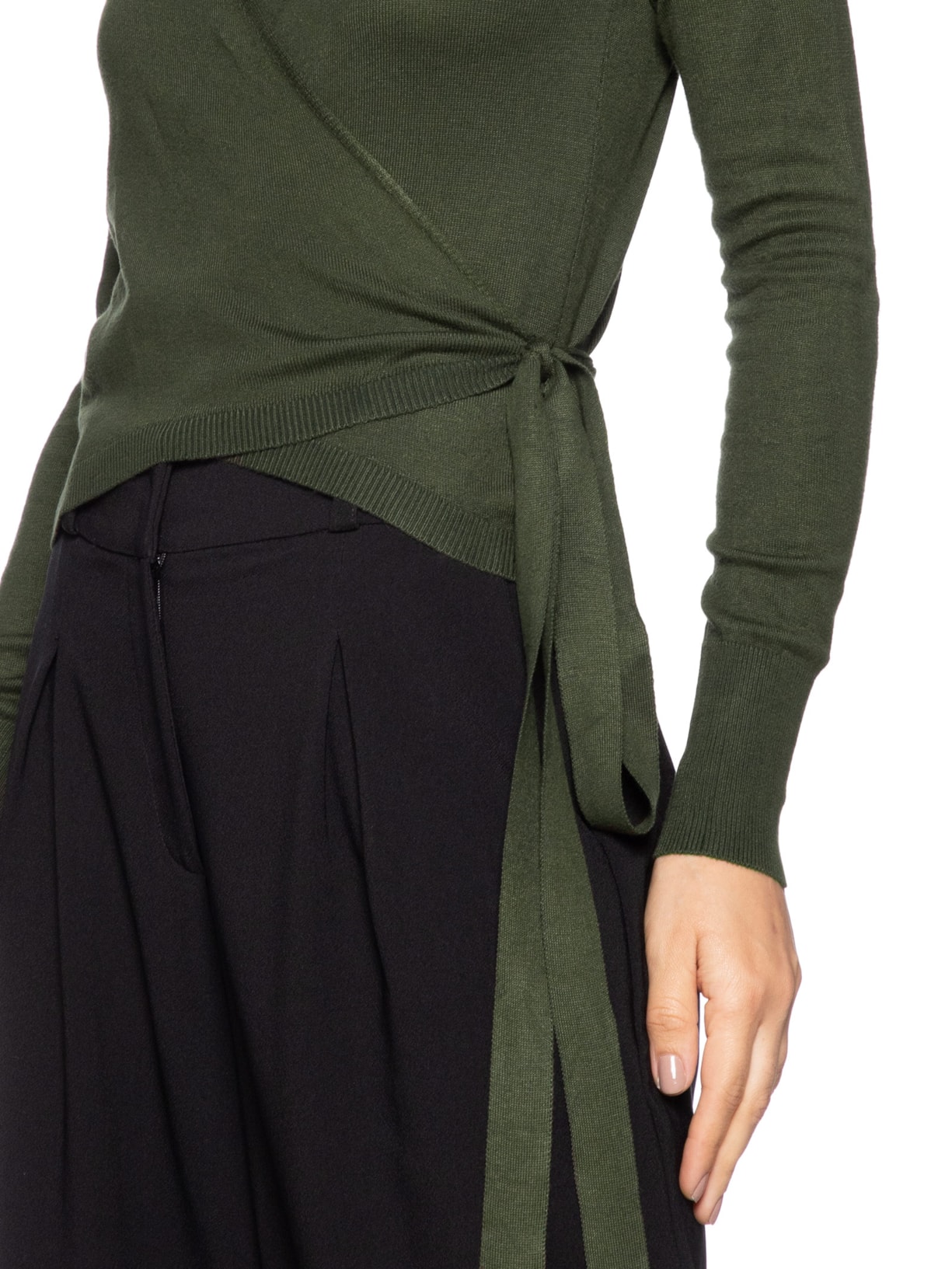 Blusa Feminina Manga Longa Transpassada Verde '2Essential