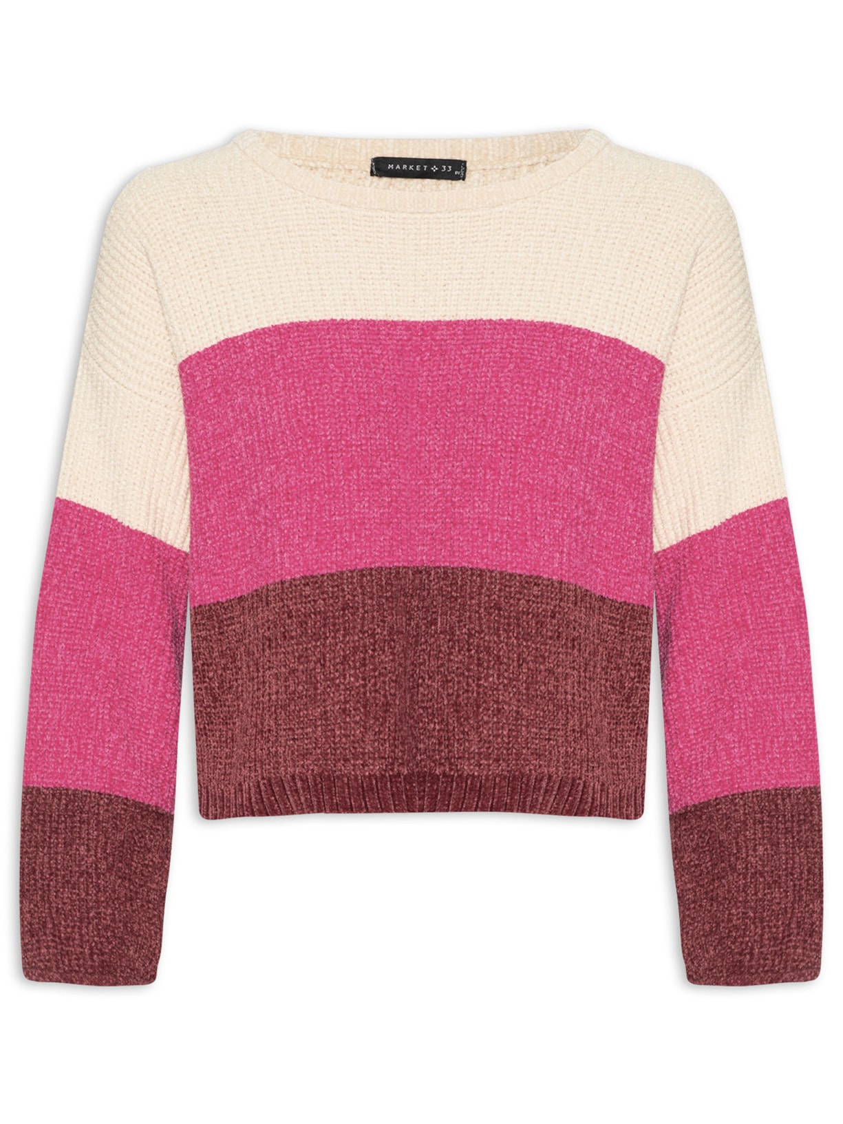 Blusa Feminina Manga Longa Tricolor - Rosa