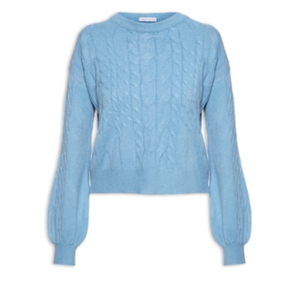 Blusa Feminina Manga Longa Tricot - Azul
