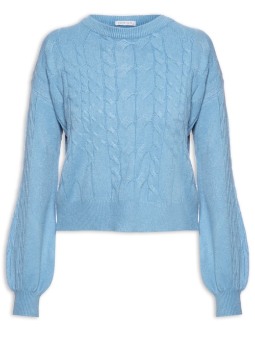 Blusa Feminina Manga Longa Tricot - Azul