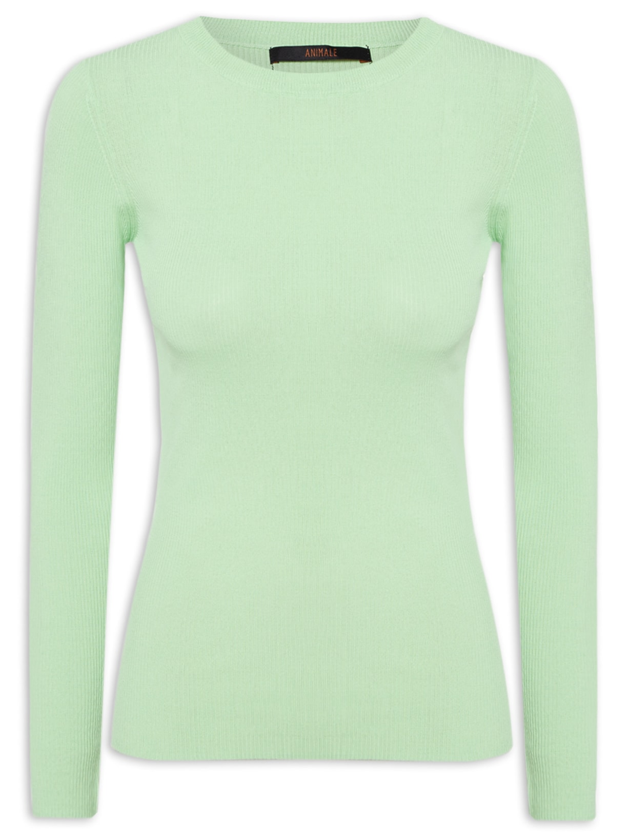 Blusa Feminina Manga Longa Tricot Básico Canelado - Verde