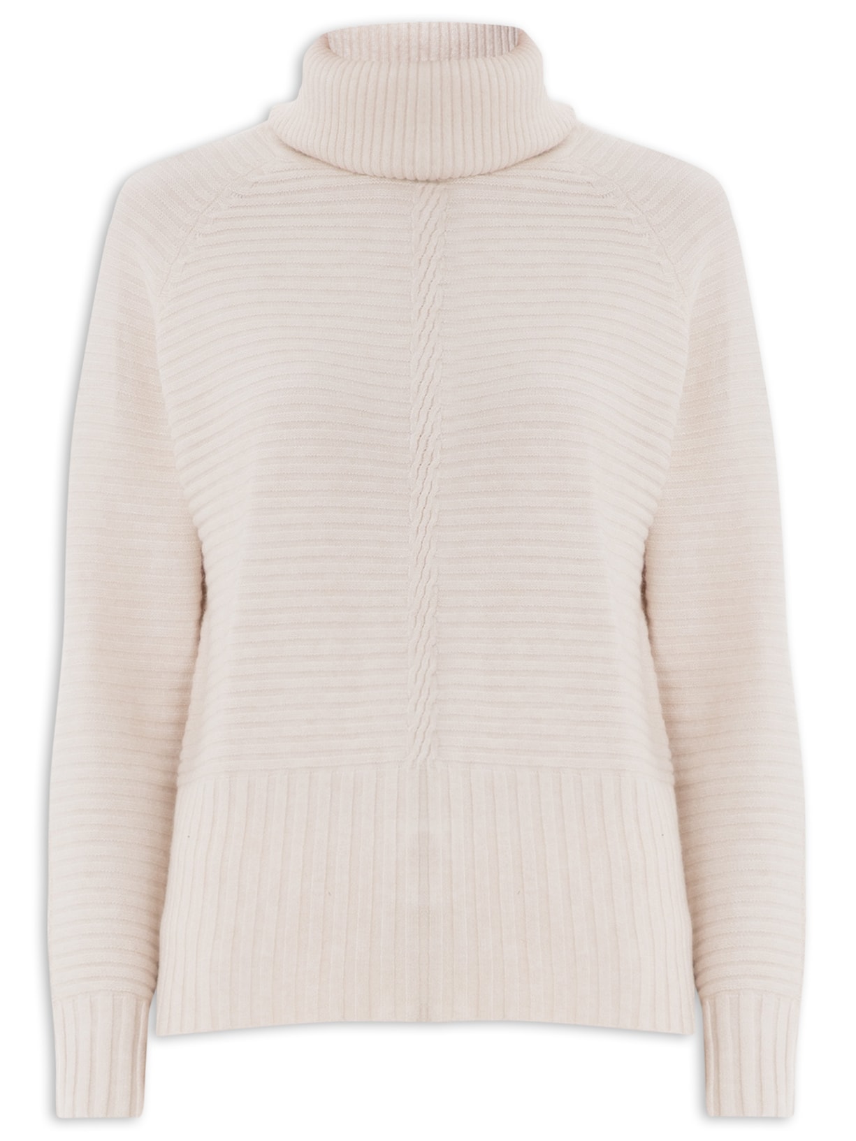 Blusa Feminina Manga Longa Tricot Com Gola Alta - Off White