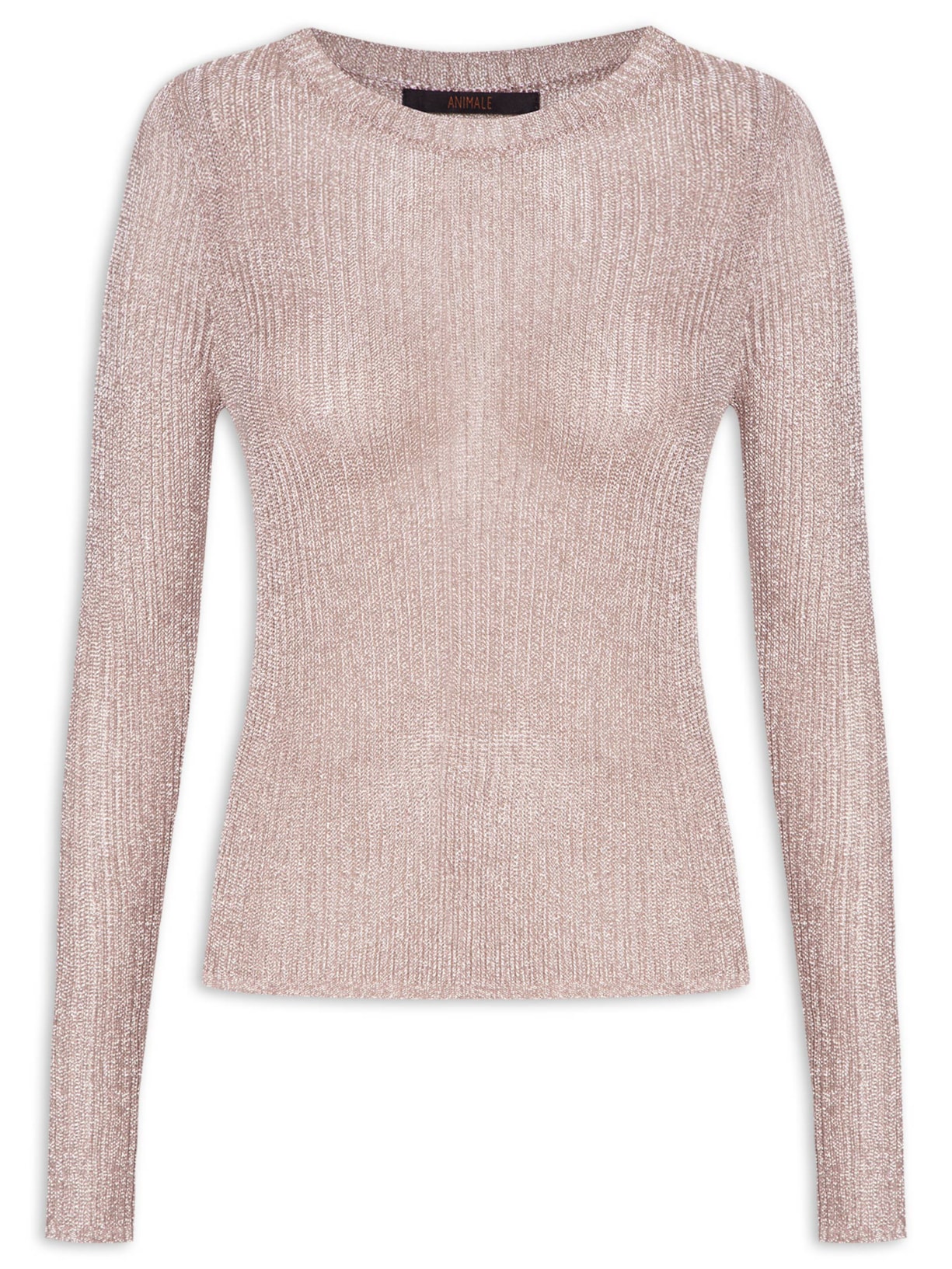 Blusa Feminina Manga Longa Tricot Metalizada - Rosa