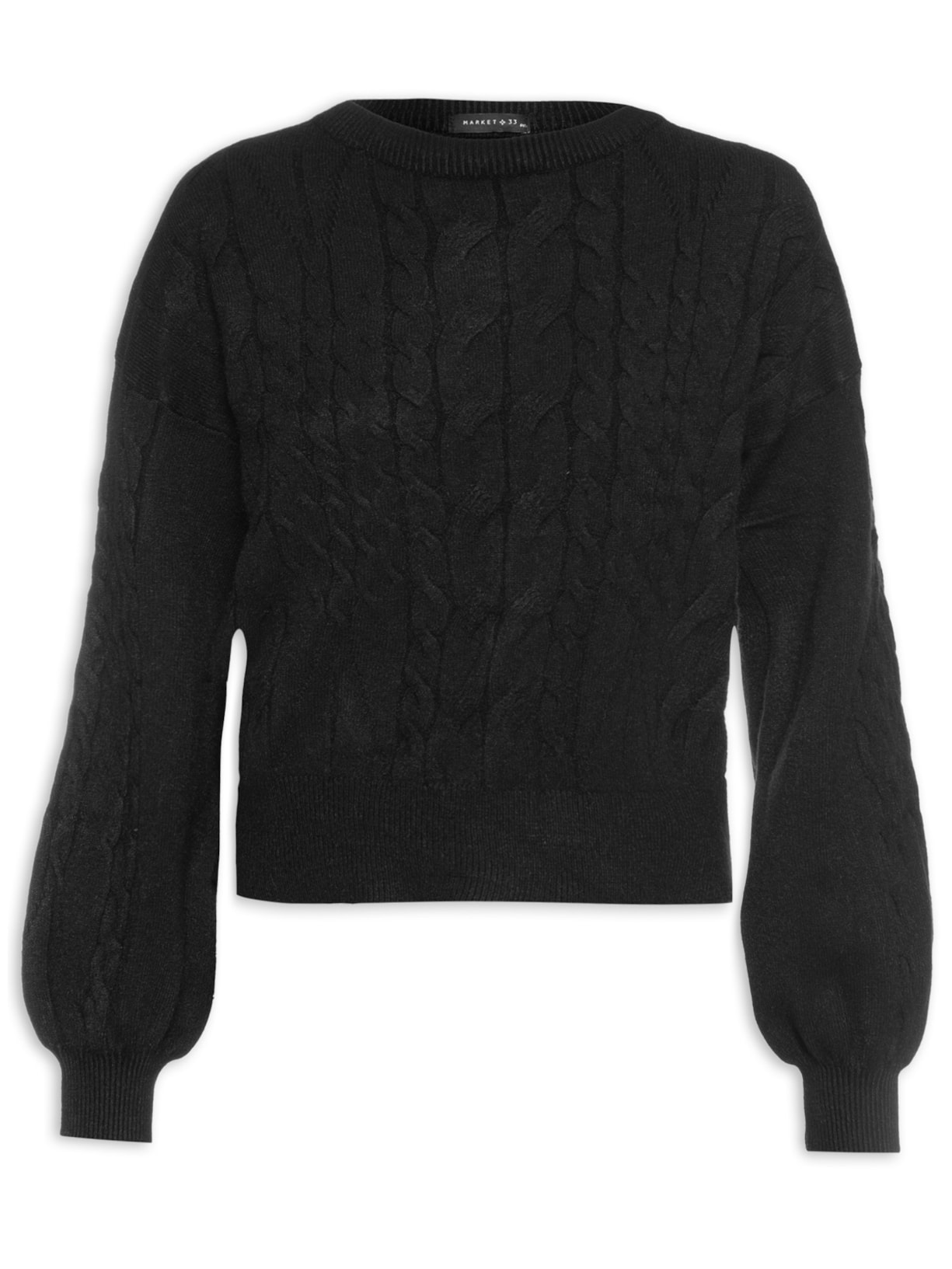 Blusa Feminina Manga Longa Tricot - Preto