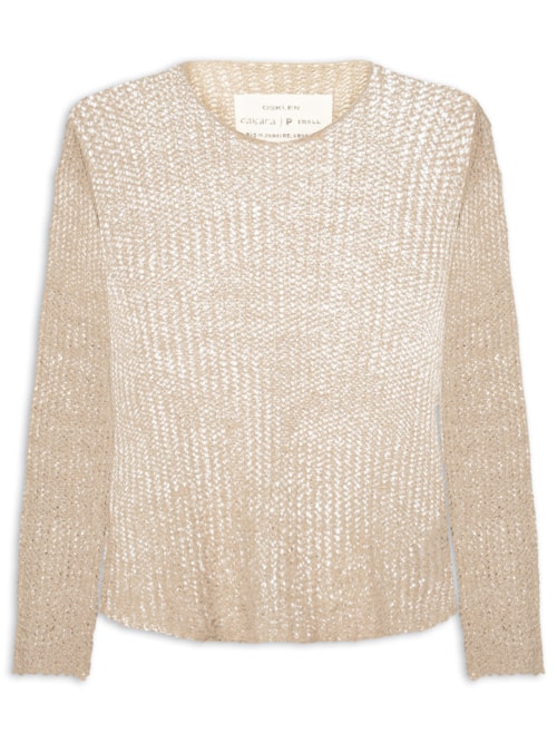 Blusa Feminina Manga Longa Tricot Rede - Bege
