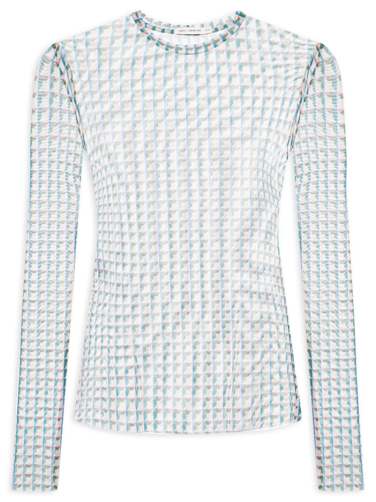 Blusa Feminina Manga Longa Tule Azul Lenny Niemeyer