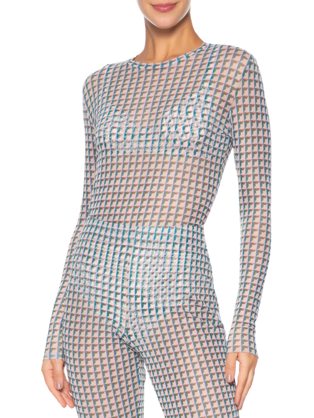 Blusa Feminina Manga Longa Tule Azul Lenny Niemeyer