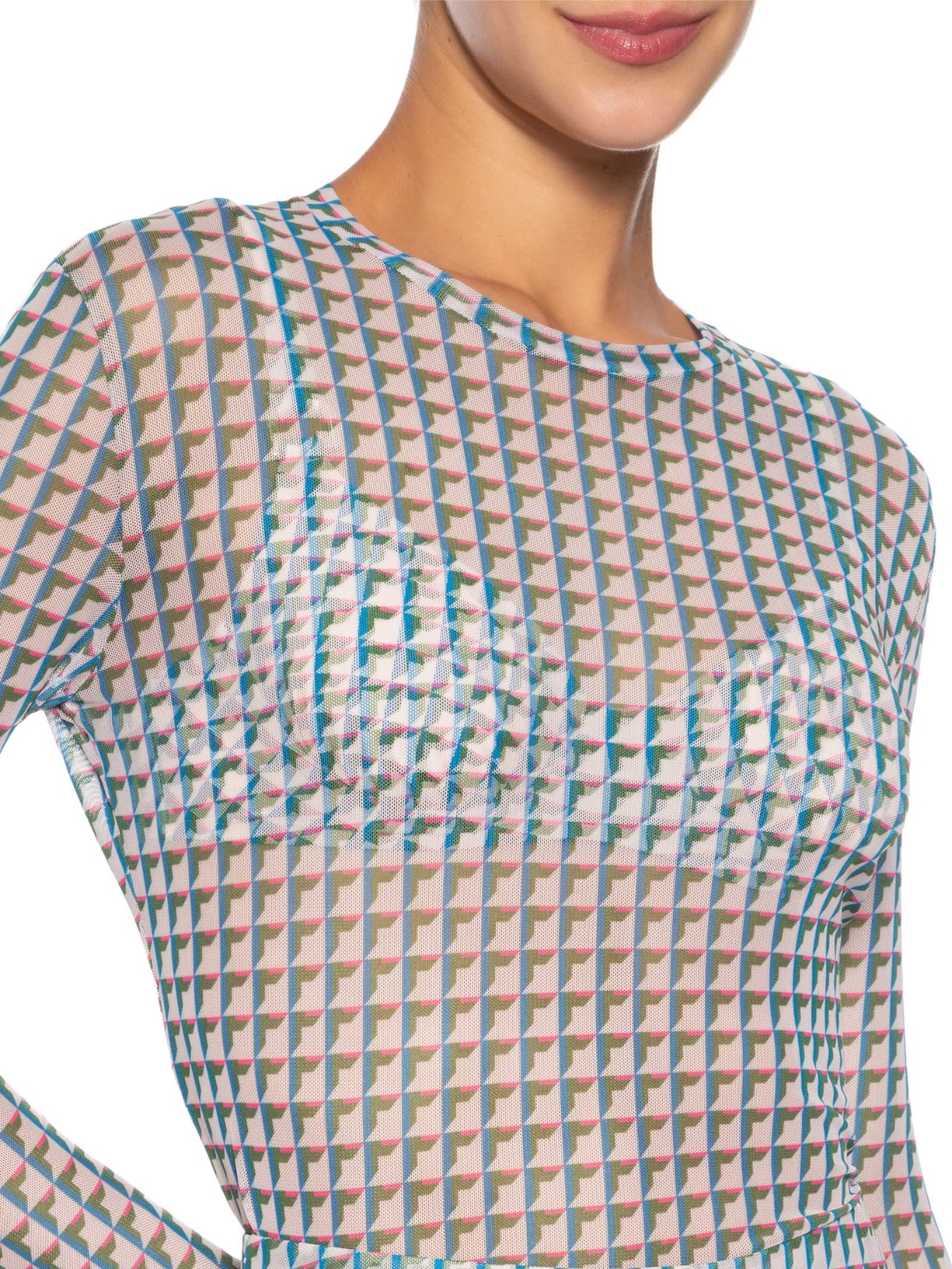 Blusa Feminina Manga Longa Tule Azul Lenny Niemeyer