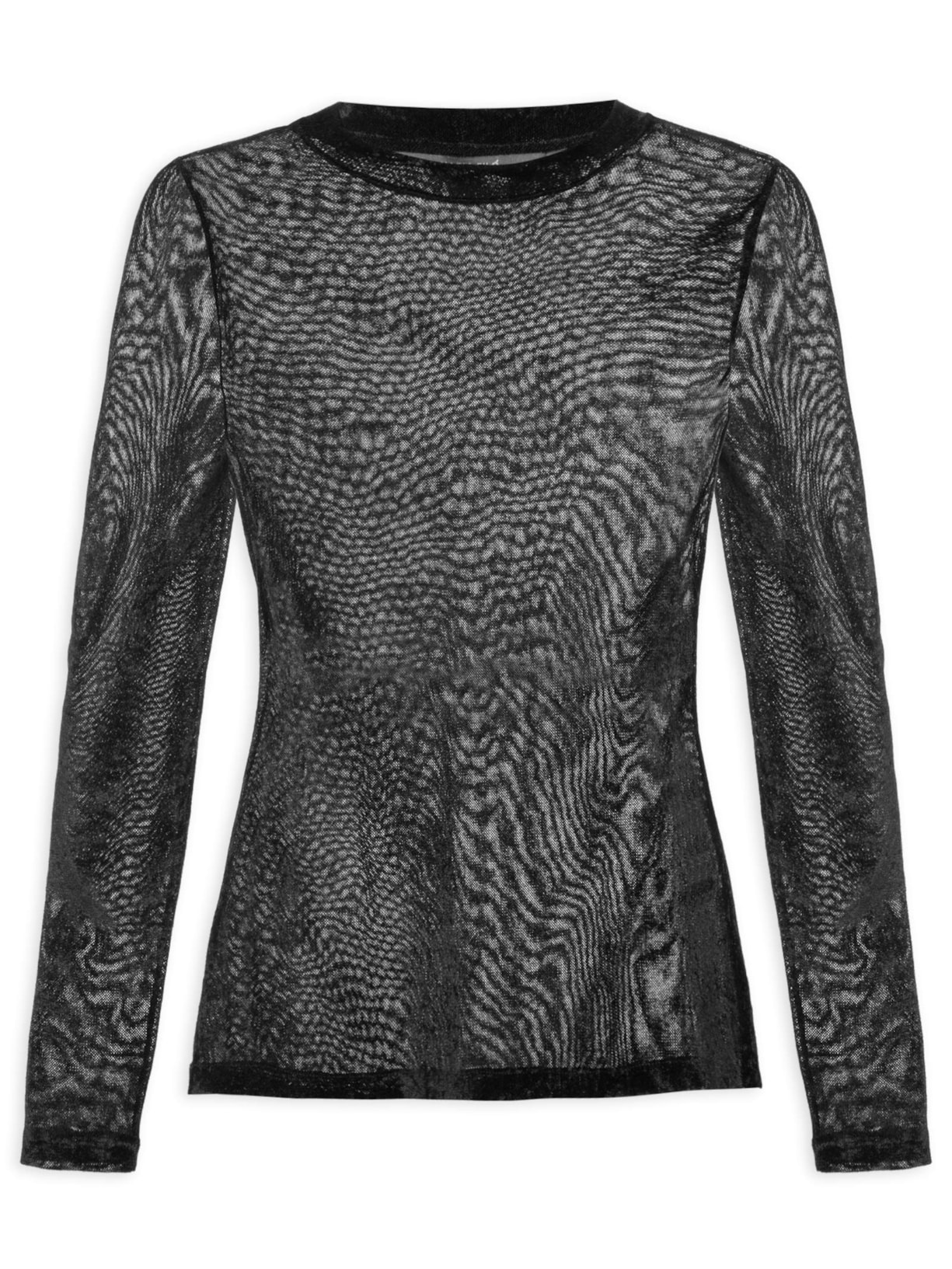Blusa Feminina Manga Longa Tule De Veludo Preto Maria Filó