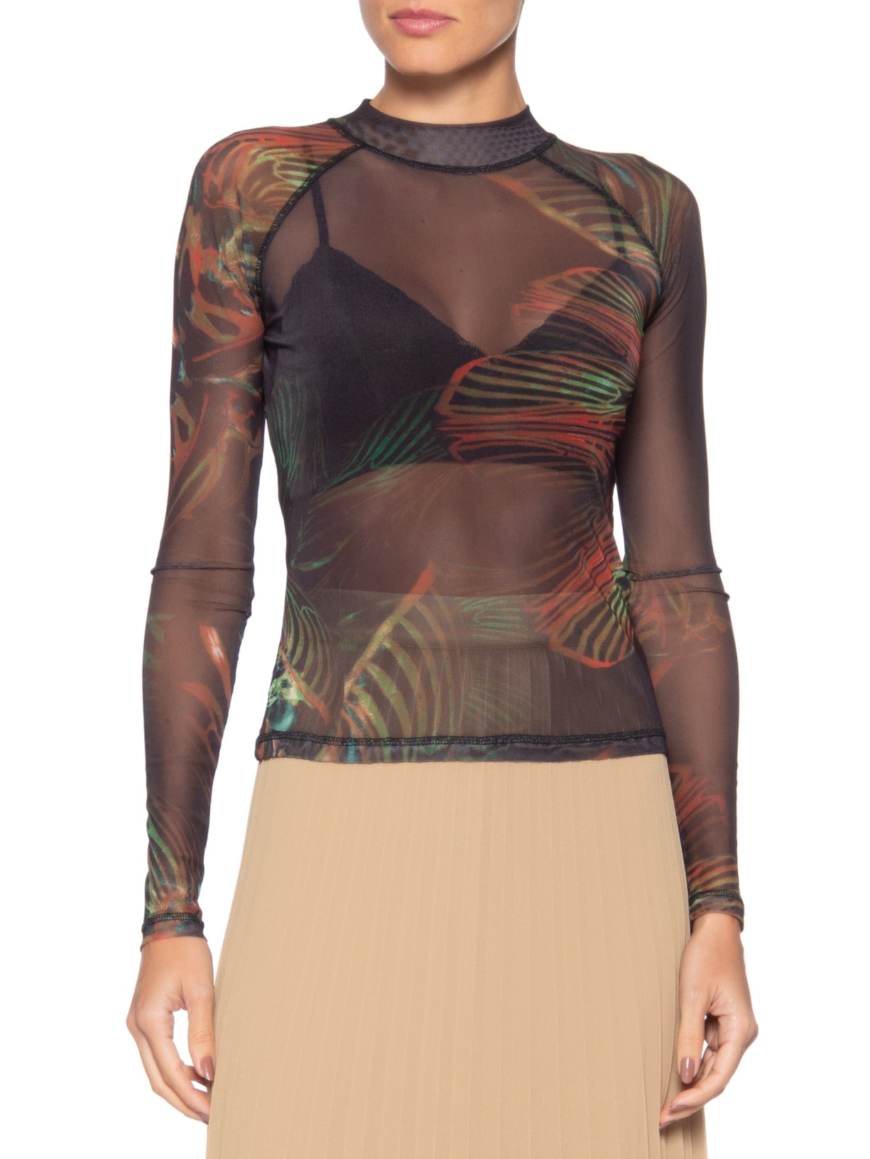 Blusa Feminina Manga Longa Tule Pupa – Preto Osklen