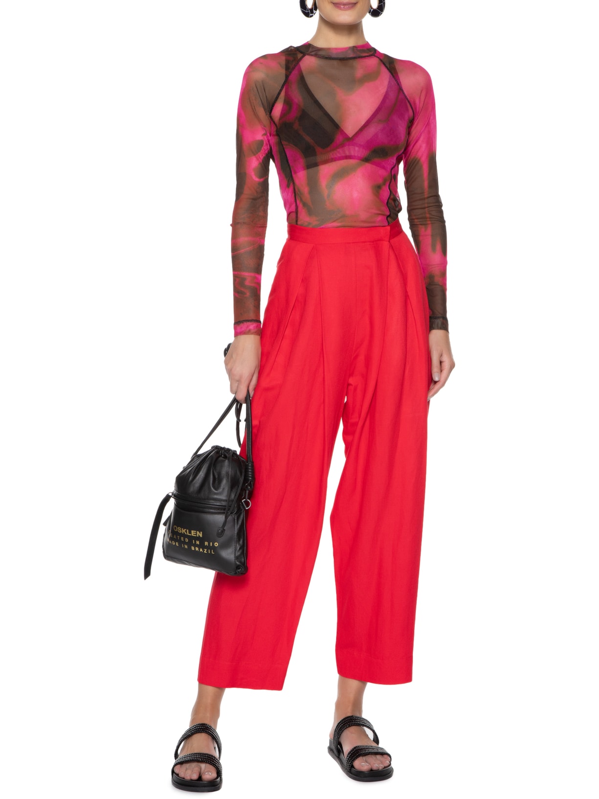 Blusa Feminina Manga Longa Tule Sumina Rosa Osklen