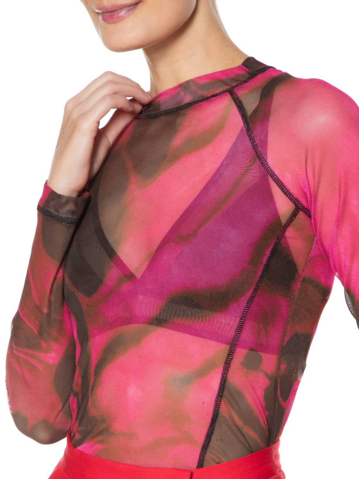 Blusa Feminina Manga Longa Tule Sumina Rosa Osklen