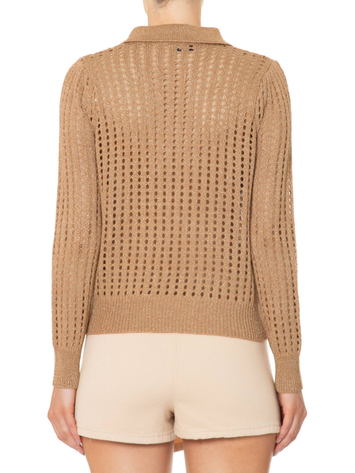 Blusa Feminina Manga Longa Vazada Em Tricot Marrom Market 33