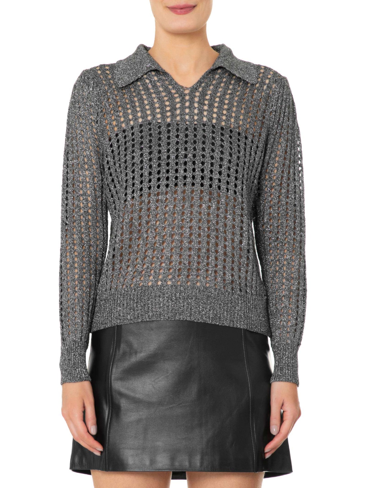 Blusa Feminina Manga Longa Vazada Em Tricot Preto Market 33