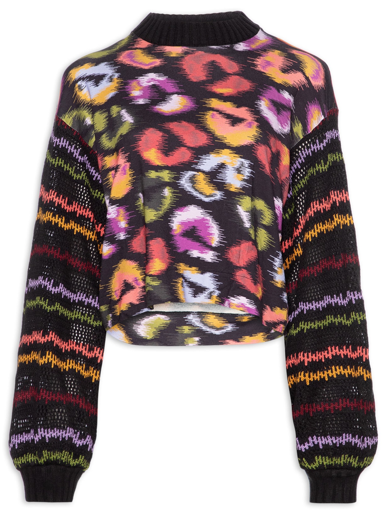 Blusa Feminina Manga Onça De Cor - Preto