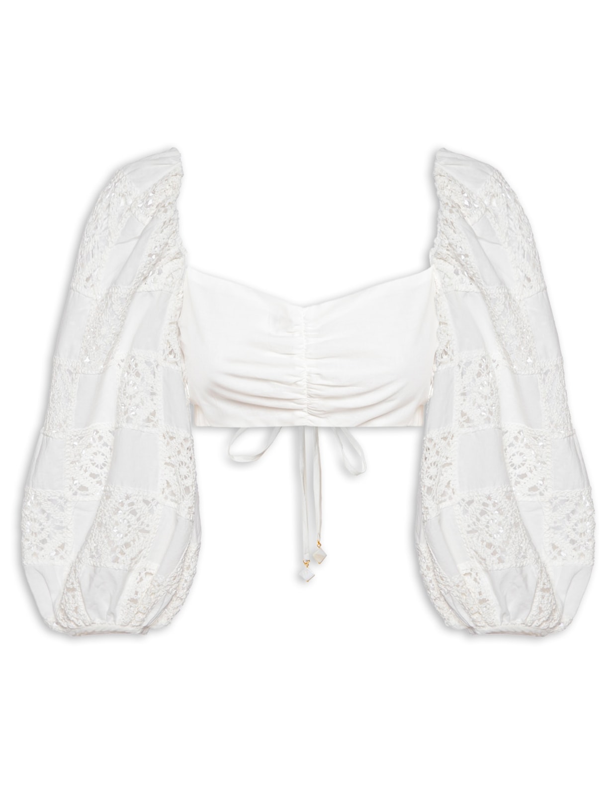 Blusa Feminina Manga Patch Crochet Branco Dress To