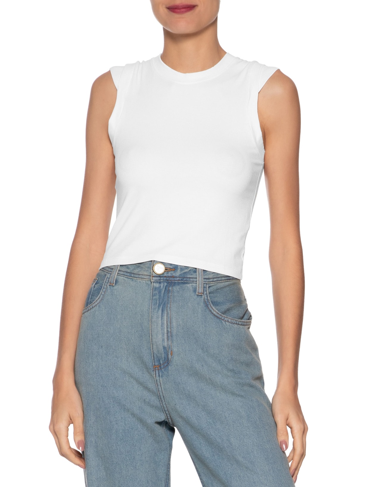 Blusa Feminina Manga Sobreposta Branco  Basiq