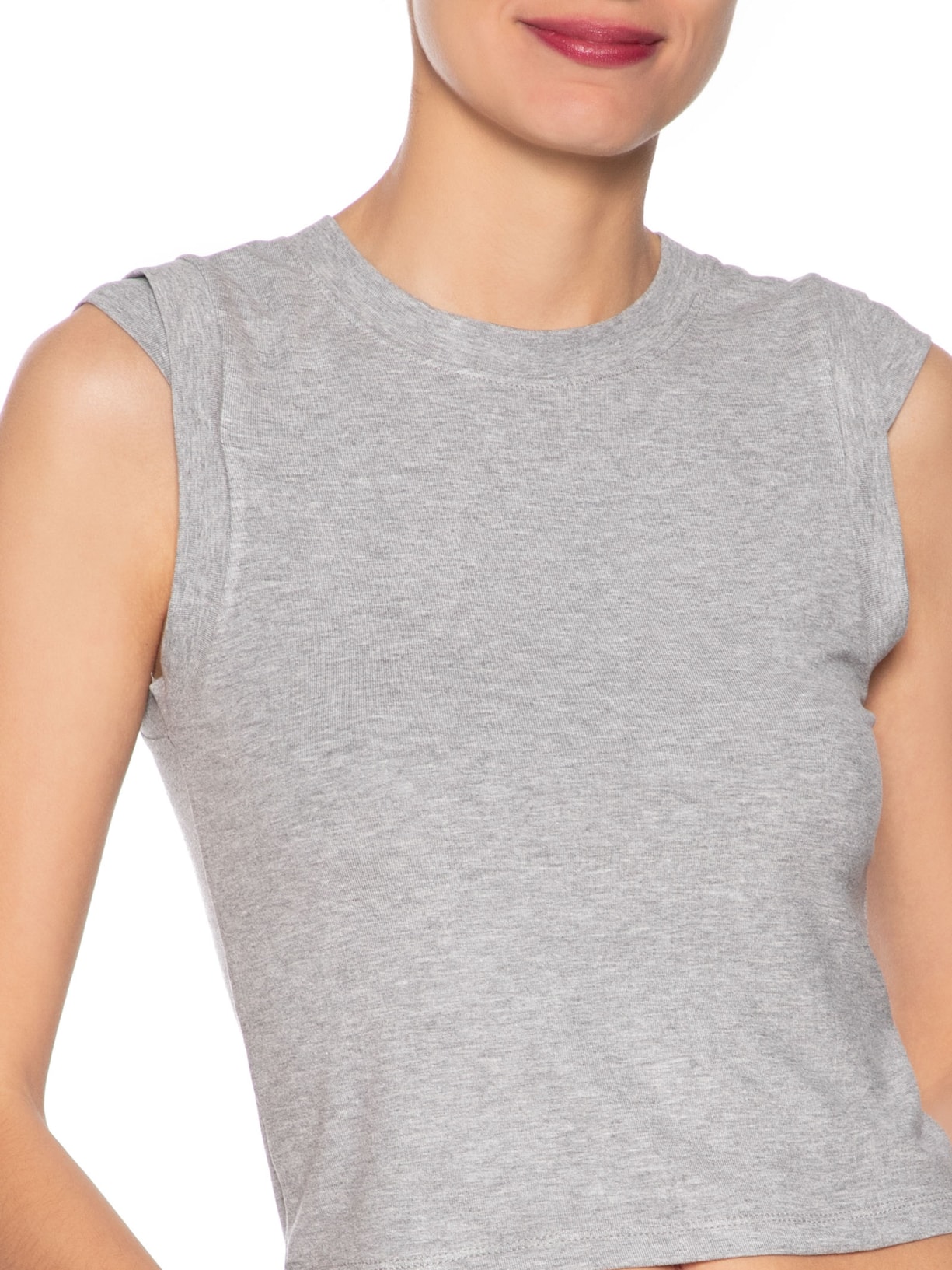 Blusa Feminina Manga Sobreposta Cinza  Basiq