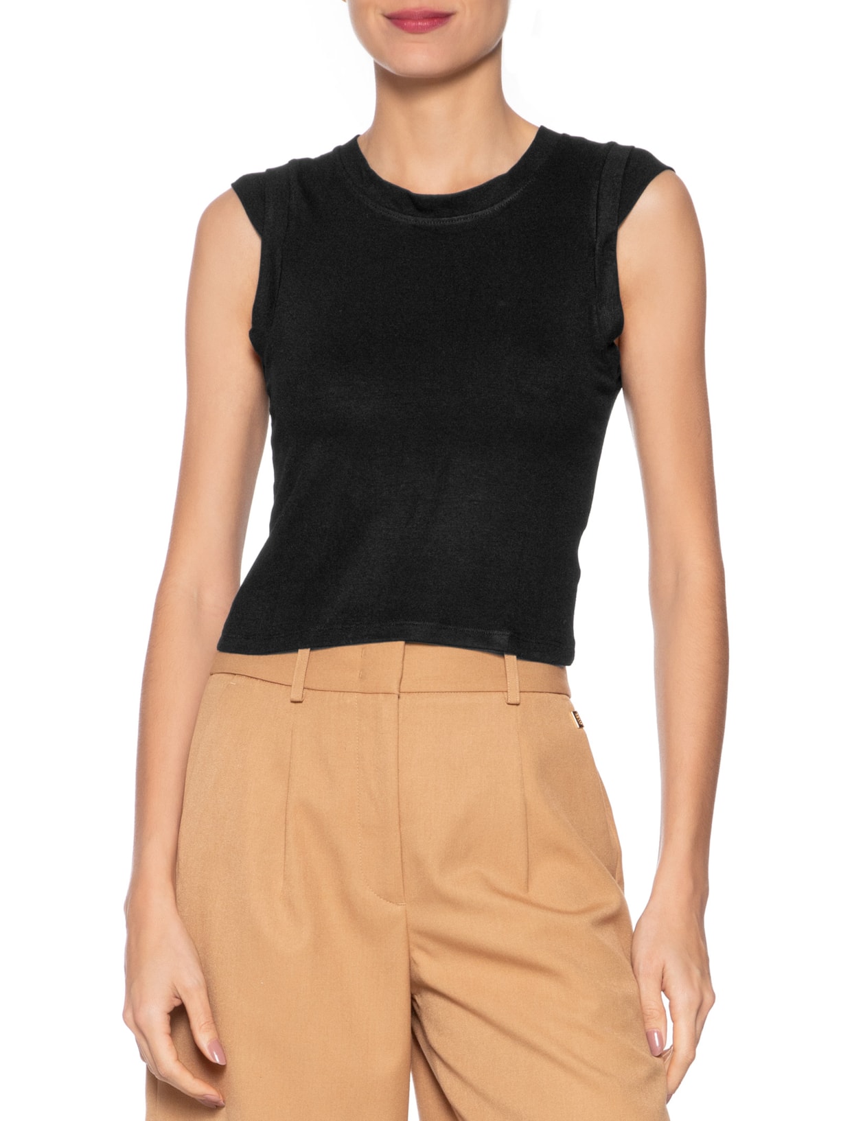 Blusa Feminina Manga Sobreposta Preto Basiq