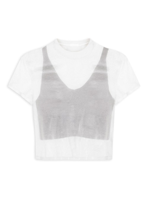 Blusa Feminina Mc Tricot Sobreposição - Branco